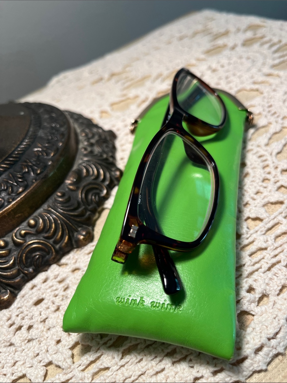 Kate Spade Jodie Readers  +1.50 Tortoiseshell Signature Bright Green Case - Picture 5 of 12